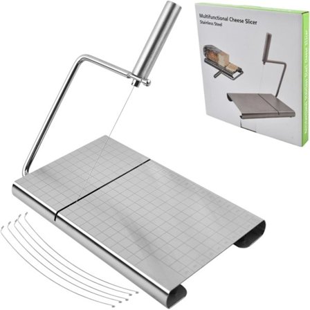 Osthyvel för att skiva hårdost, smör, korv och skinka. Inkluderar 5 extra trådar.