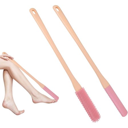 Silikon Fotrengöringsborste Tårengöringsborste Fotborste Dusch med Långt Handtag Fotborste med Två Storlekar av Borsthuvuden Dusch Fot Skrubber