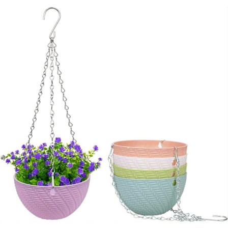 5 st hängande korg i plast, hängande blomkrukor