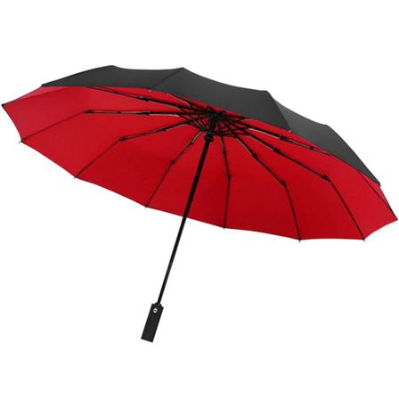 Paraply, Kompakt - 105 Cm - Svart / Röd Svart