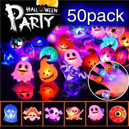 50 St Halloween Light Up Rings Halloween Ghosts Pirates