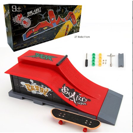 Finger Skateboard Ramp Set, Finger Skateboard Deck med Ramp för Barn Vuxen Finger Skateboard Träningsrekvisita Interaktivt Skateboardspel