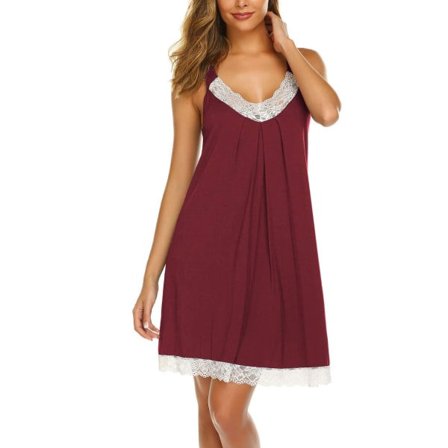 IC Ekouaer Dam Chemise Nattkläder Full Slips Spets Nattlinne