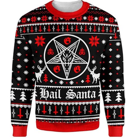 Julegenser med 3D digitaltrykk og rund hals - Gave - HQ10 - Størrelse L