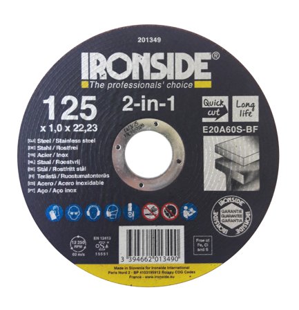 Ironside 201349 Kappeskive 125 mm, F41, E20A, 2in1 125 x 1,0 x 22 mm, Maskintilbehør & forbruk