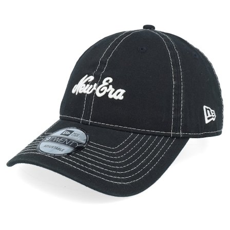 New Era - Schwarz Unconstructed Cap - Contrast Stitch 9TWENTY Black/White Dad Cap @ Hatstore