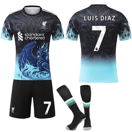 2025-2026 Liverpool Special Anniversary Edition Blå Fotbollströja med Strumpor No.7 LUIS DIAZ 18