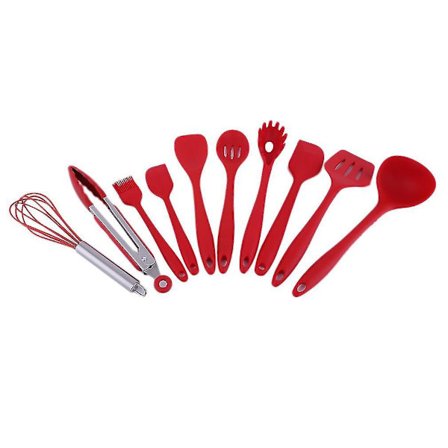 10-delt sett med silikon kjøkkenredskaper