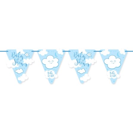 Baby Shower Banderoll Ljusblå Hello World 6m - Baby Shower Dekoration - Kalaslagret.se