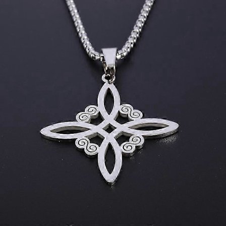 Häxknut Halsband Rostfritt Stål Magisk Knut Pagan Häxkonst Symboler Hänge Keltisk Knut Halsband Smycken Gåvor för Kvinnor