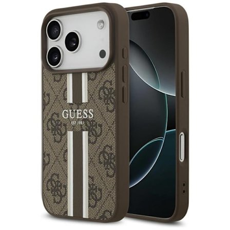 Guess Mobilskal till iPhone 17 Pro MagSafe 4G Printed Stripes - Brun