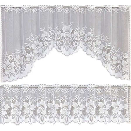 Gennemsigtig Gardin Blonder Voile Kaffe Gardin Vintage Stil Cafe Vindue Tier Køkken Spisestue (2 stk/sæt)