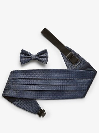 John Henric Men's Blue Geometric Cummerbund Size Onesize
