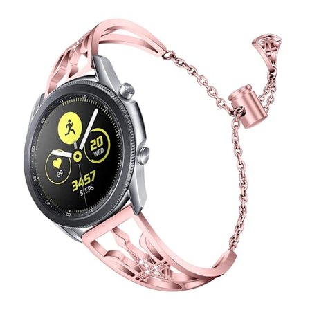 Samsung Galaxy Watch 3 (45mm) / Watch (46mm) klockarmband i rostfritt stål med strass - Rosa Ros