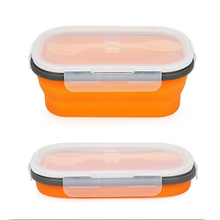 Kannettava Bento-lounasrasia, 1000 ml silikoninen lounasrasia kannella, kokoontaitettavat ruoka-astiat, matkustamiseen, 2in1 haarukalla ja lusikalla, 