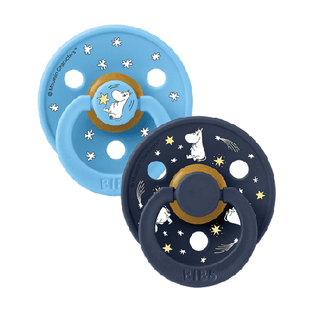 BIBS Moomin Pacifier Colour Good Night Latex Str. 1, 0-6 mnd, breeze mix, 2 stk.