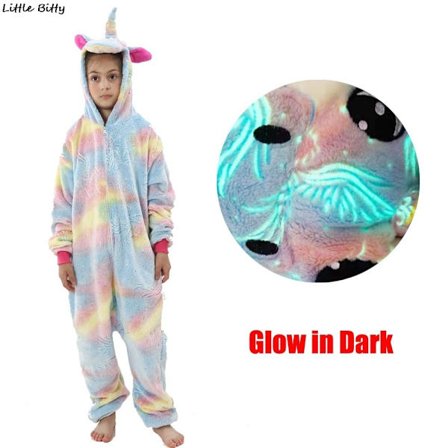 Teens Girls Unicorn Pyjamas 4 6 8 10 12 Years Kids Kigurumi Pyjamas Glow in the Dark Unicorn Onesie Kigurumi Kids