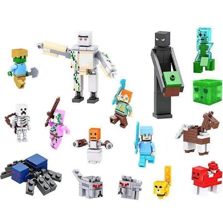 Minecraft-yhteensopiva Lego-minihahmosetti - 16 minihahmoa (vanha tyyli)