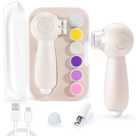Elektrisk Baby Nagelklippare, 10 i 1 Laddbar Elektrisk Nagelfil för Baby med LED-Ljus, Elektrisk Baby Nagelfil
