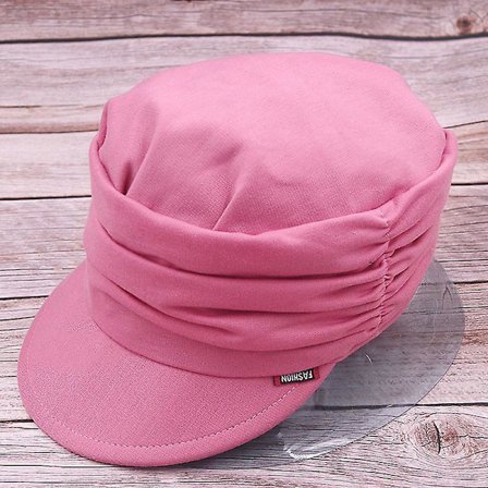 Trendig veckad rund hatt dam bomullsmålare visir 55-60 cm (mörkgrå)