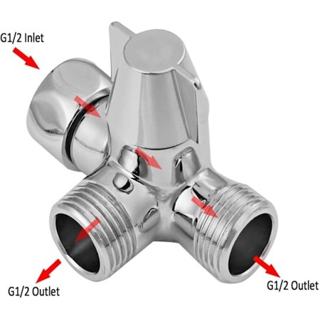 Way Messinkiventtiili 3-tie G1/2 Suihkuventtiili 3-tie Vaihdin 3-tie Suihkuvaihdin Venttiili