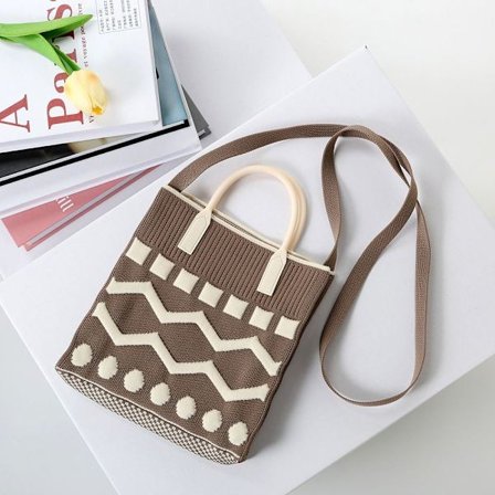 Håndvævet taske knude håndledstaske KHAKI 2 2