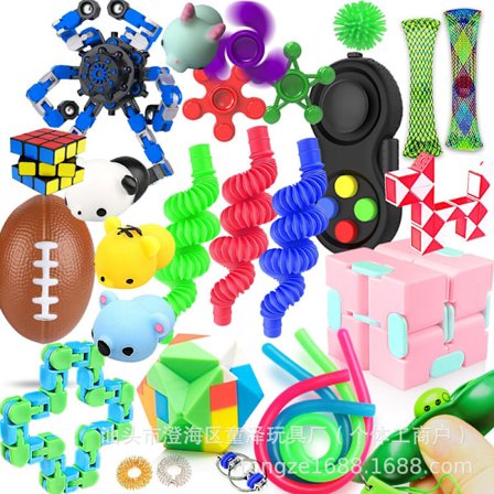 Fidget-lelut, 28 kpl:n aistilelusetti, irtotavarana sukkatäytteet, karnevaalin aarrearkku, luokkahuonepalkinnot, lahjat, juhlapalvelukset lapsille, 