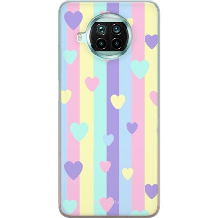 Yhteensopiva Puhelinkuori Xiaomi Mi 10T Lite 5G Pastelliraitoja pinkissä, keltaisessa, violetissa ja sinisessä, joissa on hajallaan pehmeitä kawaii-ty