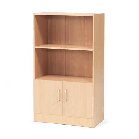 Büroschrank FLEXUS mit 2 offenen Fächern, 1325 x 760 x 415 mm, Buche