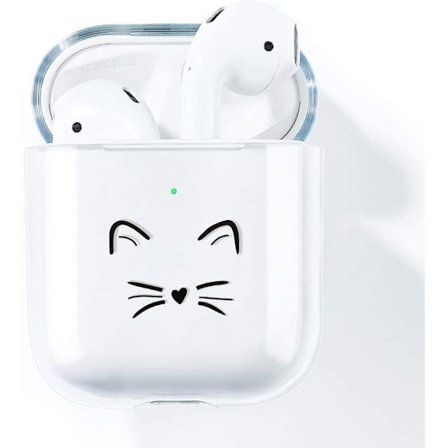 Katt AirPods-fodral, kompatibelt med AirPods 2 & 1 Genomskinligt silikonfodral