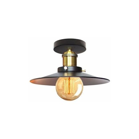 Cham Vintage Taklampa Industriell Retro Metall ??22cm Kronljuskrona Belysning Belysning för Sovrum Vardagsrum Kök Hall (Svart)