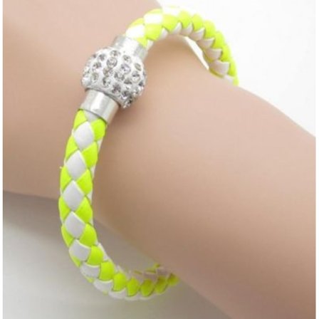 Läderarmband Magnet strass spänne armband