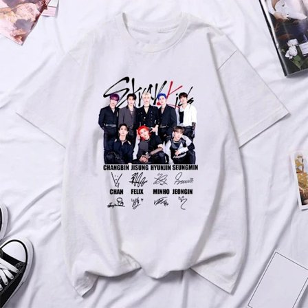 Stray Kids trykte dame T-skjorter herre Oversized Casual kortarmet T-skjorte Harajuku Unisex Tees topper klær L3272-hvit