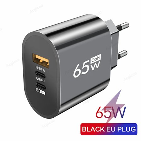 Total 65W GaN C Laddare Snabbladdning 3.0 EU US PD -C TypeC Snabbladdare För iPhone Xiaomi Samsung Telefonadapter