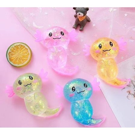 Glitter Axolotl Leksaker Stress Relief Leksak Bedårande Axolotl Leksak Mjuk Stress Leksak Axolotl Stretchig Fidget Leksaker För Barn Och Vuxna 