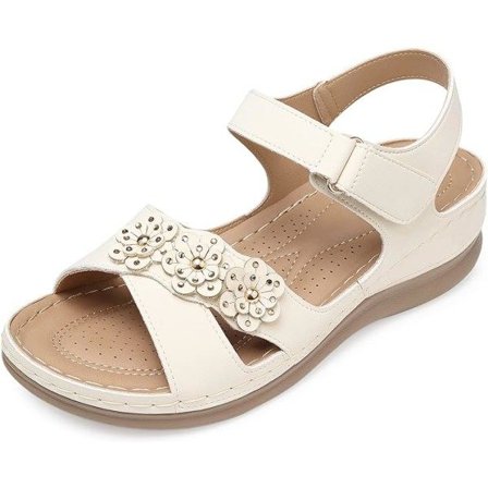 Kvinnors kil-sandaler med ankelrem Öppen tå Sommarsandaler Strand Bohemia Bekväma plattform utomhus Flatskor