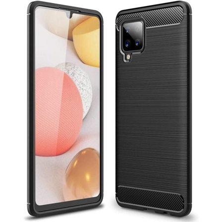 Carbon Case Joustava kansi TPU asia Samsung Galaxy A42 5G musta