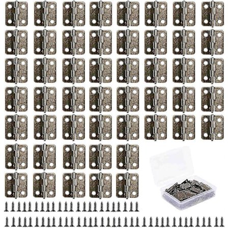 50 stk Mini Antikk Messing Hengsel Liten Hengsler Retro Folding Butt Bronse Vintage Hengsler For Diy Treboks Kiste Skap Smykkeskap Modell Med