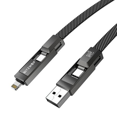 Blitzwolf BW-HDC7 4-i-1 USB+C+Lightning-kabel 240W 1,2 m (svart)