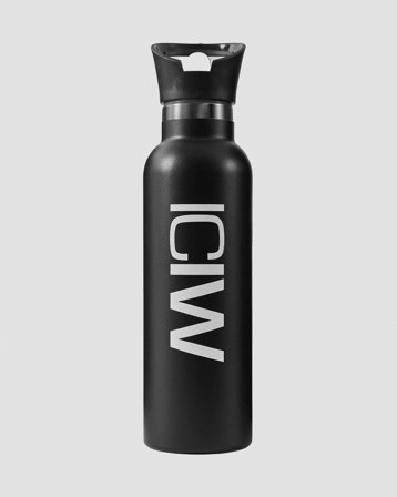 ICANIWILL - Stainless Steel Water Bottle Black w. White logo 600ml - sportkleding van ICIW