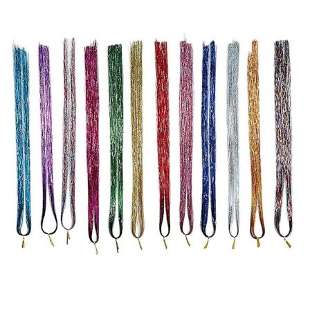 Hårglittersträngar med verktyg 12 färger Hårglittersträngar Kit, Hårförlängningar Glitter Glansig Sil