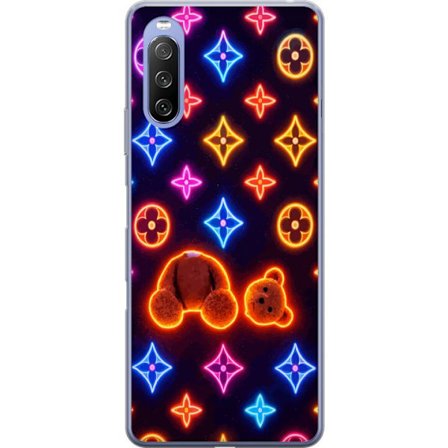 Yhteensopiva Puhelinkuori Sony Sony Xperia 10 III Lite Neonvärisellä ylellisellä kuviolla, jossa hehkuvia nalleja pop-taide-esteetiikassa