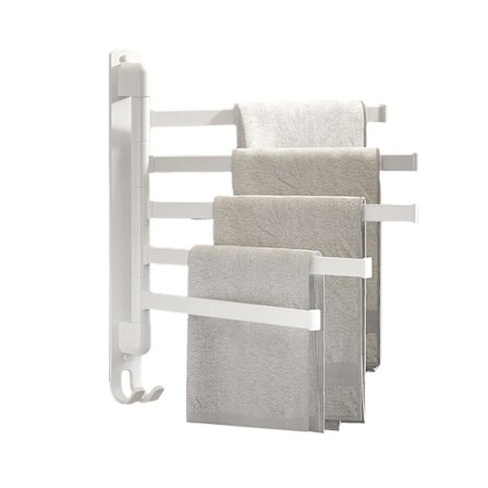 Svingbar håndkleholder 5 armer, veggmontert håndklestativ i rustfritt stål, håndkleholder 180 graders rotasjon plassbesparende håndkleholder for bad 
