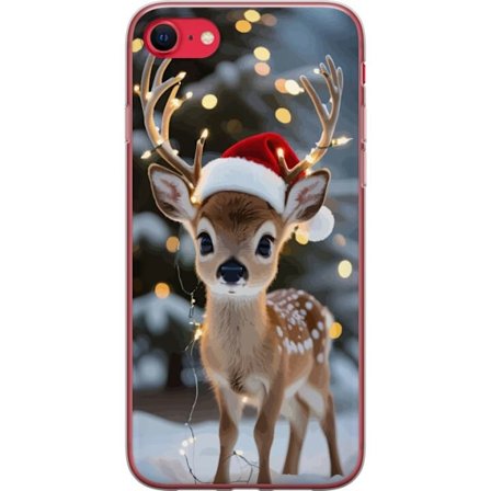 Kompatibel Mobilcover til Apple iPhone 7 Sød rensdyr med nissehue og lyskæde jule rensdyr sød vinter festlig kawaii ferie snehygge kunst