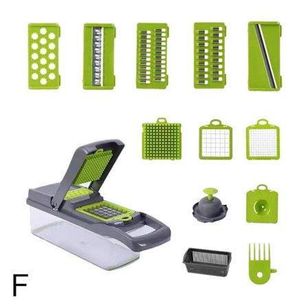 11 i 1 Grönsakshackare Fruktskärare Mandolinskärare med avloppskorg Potatis Lökhackare Dicer Grönsaksskärare