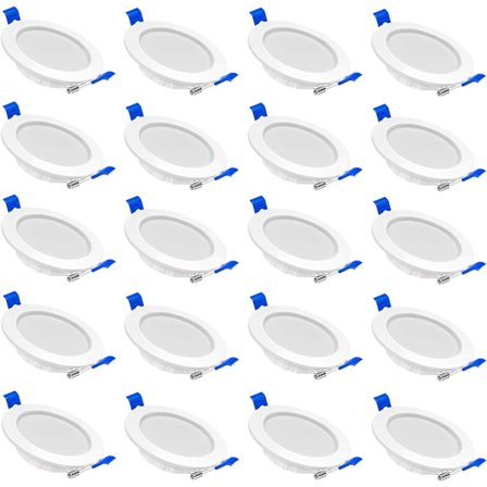 Sæt med 20 flade LED-indbyggede spotlights 5W 230V Aluminium Mini indbyggede loftspot 20x5W koldt hvidt