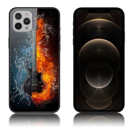 Mønstertryk Hærdet glas og fleksibelt og stødsikkert hybridetui iPhone 12 Pro Max - Guitar Black
