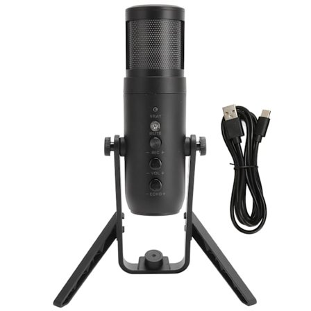 USB Gaming Mikrofon Støyreduksjon Kardioid Kondensatormikrofon RGB-lys for PC PS5 Podcast-innspilling