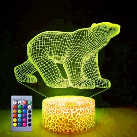 3D-napa-jääkarhu yövalo pöytä lamppu optinen illuusio lamput 16 väriä vaihtavat valot LED-pöytälamppu joulu kotiin rakkaus syntymäpäivä lapset lapset 