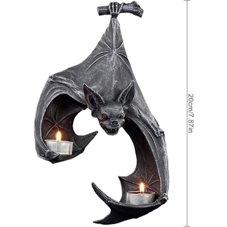 Lepakko seinäkynttilänjalka, 3D-lepakko seinäkoriste, Halloween-ikkunariippuveistos, pelottava lepakko kynttilänjalka tuikkukynttilälle